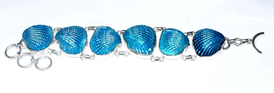 Pulsera hecha a mano con concha de abulón más hermosa joyería tamaño 8 pulgadas Foto 3 de 4