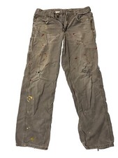 Men's Carhartt Carpenter Pants Vintage 33-32 Distressed Paint Splattered Gray