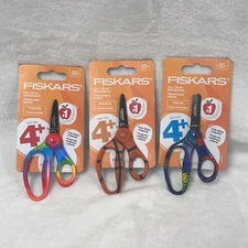 Fiskars Kids Scissors Ages 4+ Blunt Tip, 5”, Safety Edge Blades, 3 Models