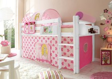 Hochbett Spielbett Malte Kiefer massiv Weiss mit Farbauswahl