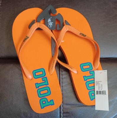 POLO RALPH LAUREN PONY SANDAL FLIP FLOPS~Orange Blue Green~Size M