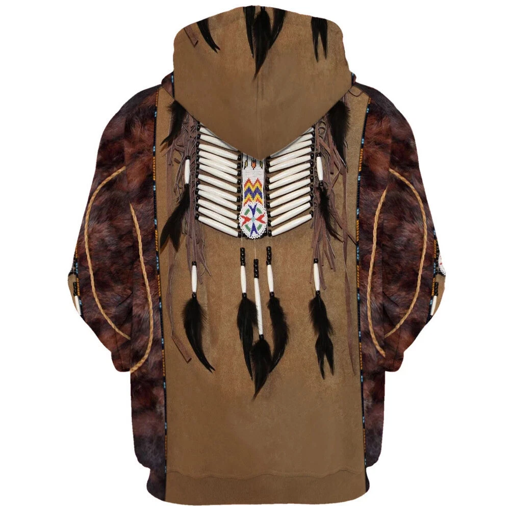 Native American Indian Hoodie Jacket 3D Print Hooded Pullover Zipper Sweatshirt
