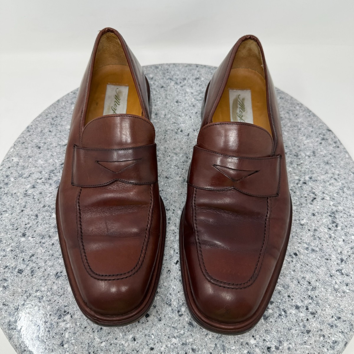 Mezlan Dress Shoes Mens 9 Brown Leather Slip On Parla Penny 