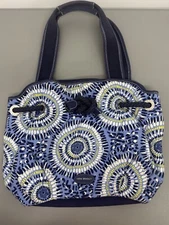 Vera Bradley Shoulder Bag Starry Night Purse Tote Bag Blue Yellow Fireworks#32