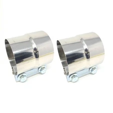 Pair Stainless Steel 2.75" Lap Joint Band Exhaust Clamp Sleeve Coupler T304