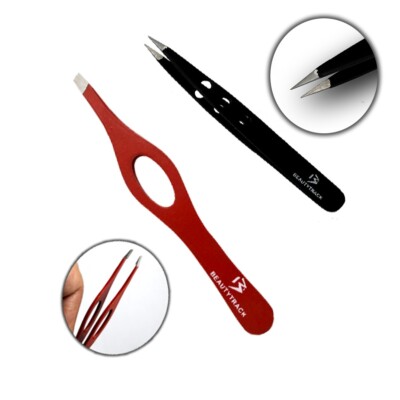 Pinzetten Set 2 Stück Profi Augenbrauen Haar Beauty Zupffer Edelstahl