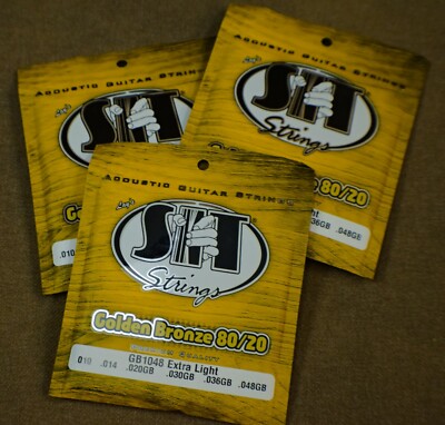 A 3-Pack of S.I.T. GB1048 Acoustic Guitar Strings Extra Light