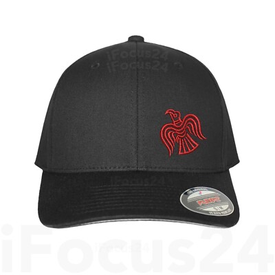 Odin's Raven Viking Embroidery Logo Fitted Flex Fit Hat Celtic Norse Cap