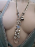 Unusual Statement Necklace Long Busy Pendant Of Various Items Toggle Fastening Unusual Statement Necklace Long Busy Pendant Of Various Items Toggle Fastening