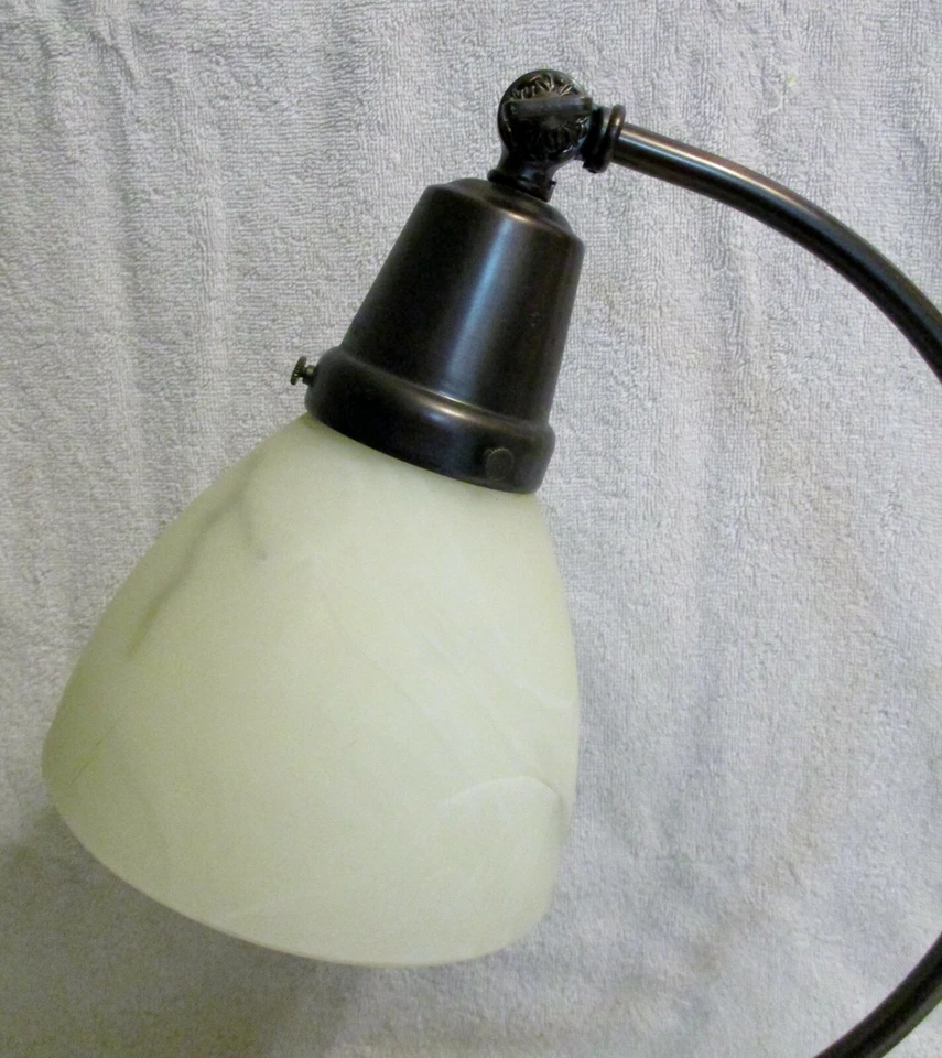 OttLite Bronze Antique Style Alabaster Shade Table Desk Lamp E13DY1  - Image 3 of 4