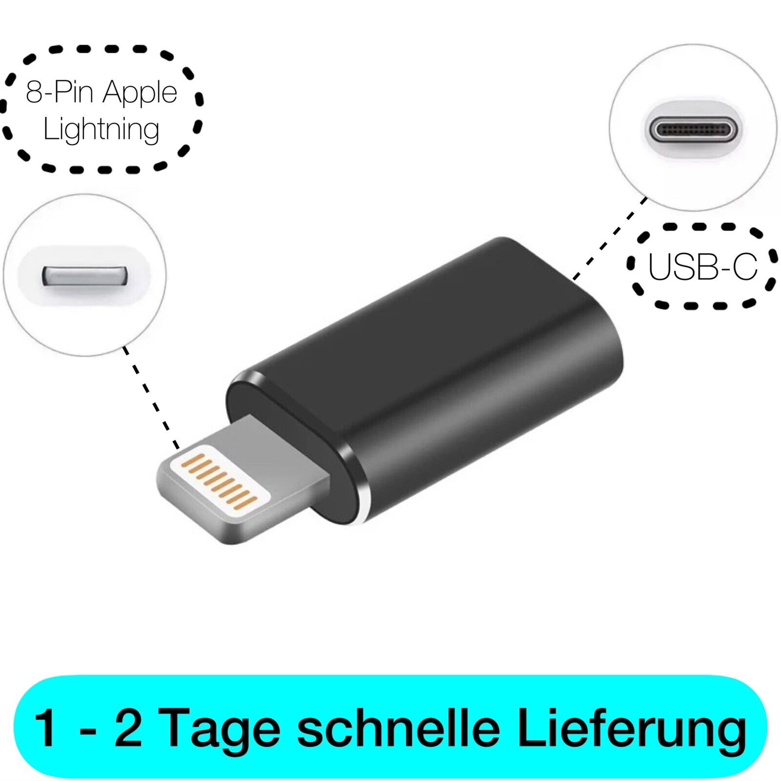 USB-C auf Apple Adapter für iPhone iPad iPod AirPod Laden Datentransfer