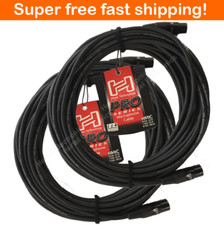 2 Pack Hosa Pro Microphone Cable HMIC-050 50 Feet , REAN XLR3F to XLR3M Black