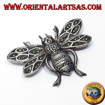 APE  SPILLA IN ARGENTO 925    a foma di apeCON MARCASITE