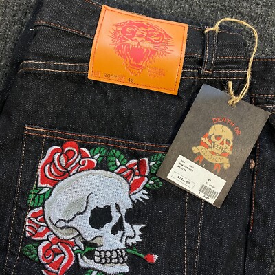 Vintage y2k Ed Hardy Raw Panther Denim Jeans Relaxed Baggy Skull