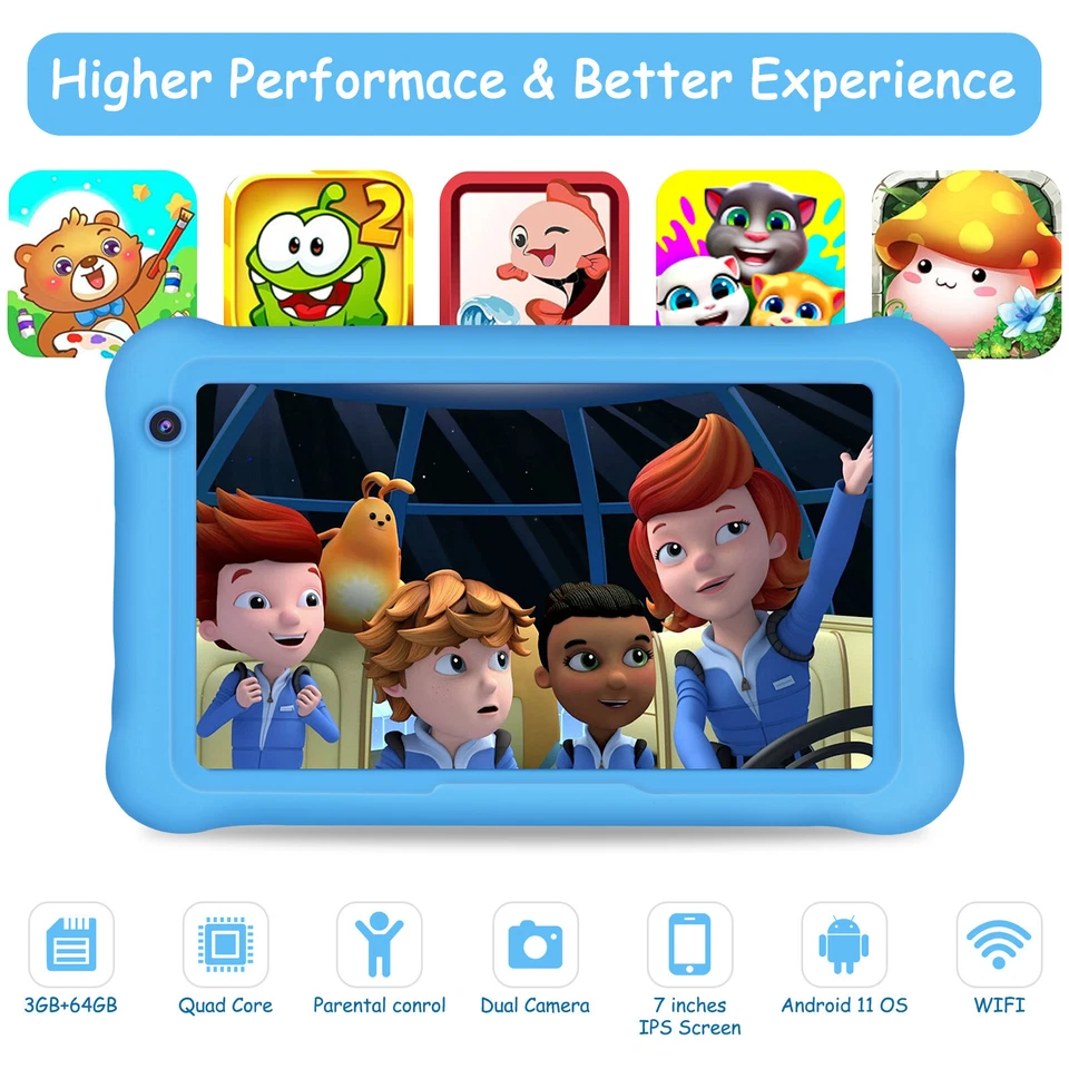 Kids Tablet 7 inch Android 11 Tablet 3GB RAM 64GB ROM 128GB Expand Kids Mode - Image 2 of 4