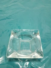Ashtray Clear SquareVintage MCM  ashtray glass 4 rests 3 7/16in x 3 7/16in 