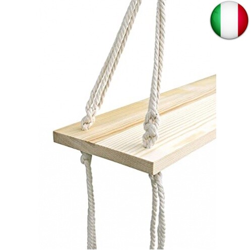 Afuly Mensole da Muro Legno Grezzo Boho Macrame Design Bagno/Cameretta/Balcone - Foto 3 di 9