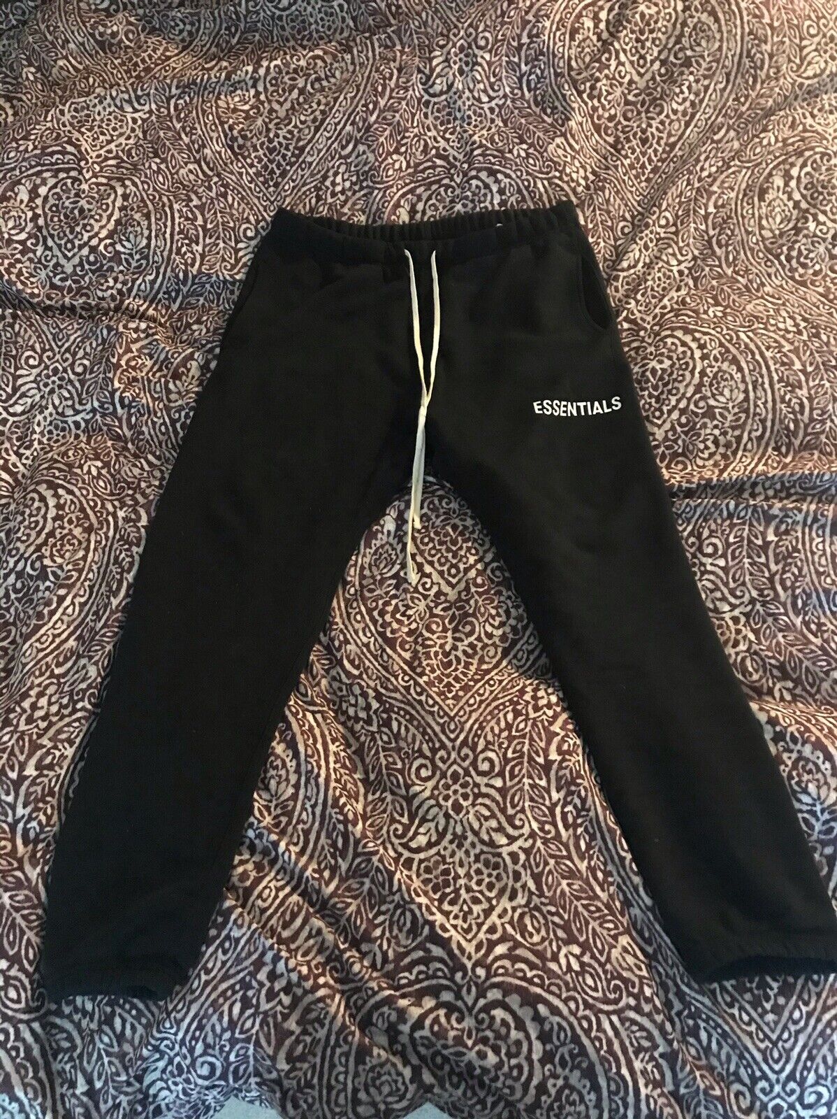 Fear Of God Essentials Sweatpants; Black White; Pre-Owned; XL