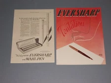 6 1925-1957 WAHL EVERSHARP PEN & PENCIL ADS FRENCH AND AMERICAN MAGAZINE ADS