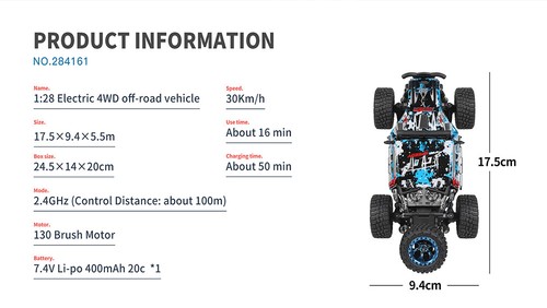 Wltoys 284161 2.4G 1/28 4WD RC Rally Drift 30km/h Off Road Light Racing RTR Car - Picture 20 of 26