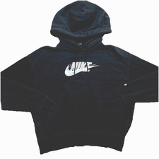 Nike Sweatshirt Hoodie Womens Medium Black Fleece Logo Pullover