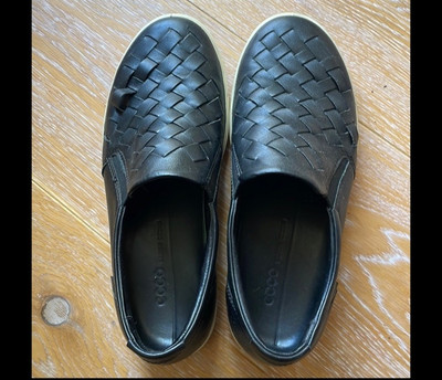 Ecco Soft 7 Basketweave Black Leather Sneakers
