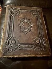 Antique Family Photos In Leather Album 