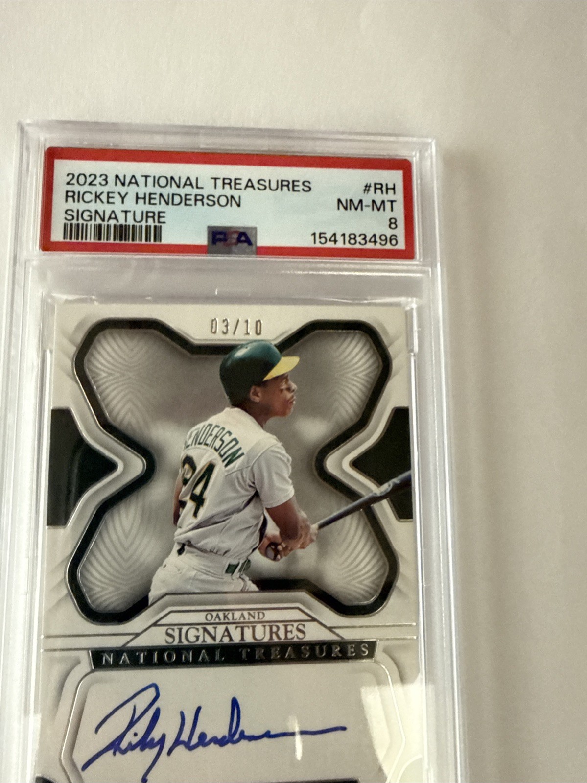 2023 National Treasures Auto Rickey Henderson /10🔥PSA 8🔥POP 1 None ^ 👀 A’s ⚾️ view 4