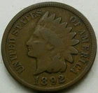 US 1892 Indian Head Cent  **