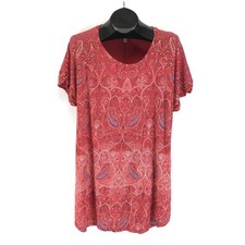 Lucky Brand Paisley Print Tunic Tee Women's Plus 1X Stretch Knit Boho Casual