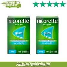 Image of 2x Nicorette 4mg Nicotine Gum – Icy White (2 x 105 = 210 Pieces) ⭐⭐⭐⭐⭐