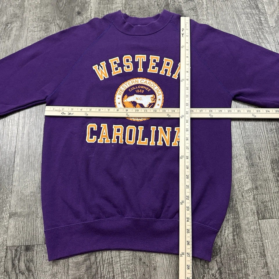 Vintage 80s Soffe Western Carolina Catamounts College Sweatshirt Purple L - Image 3 of 4