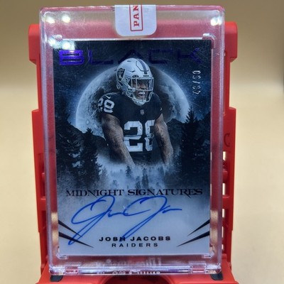 Josh Jacobs 2023 Panini Black Football Midnight Signatures Auto Royal 48/50