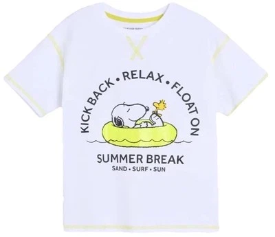Snoopy 140 T- Shirt Weiß Peanuts Kurzarm Kurzarmshirt Cartoon Hund Beagle Neu - Bild 1 von 4