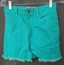 Vintage Bonjour Women's Junior 7/8 Shorts Teal Denim Jean Fray Hem