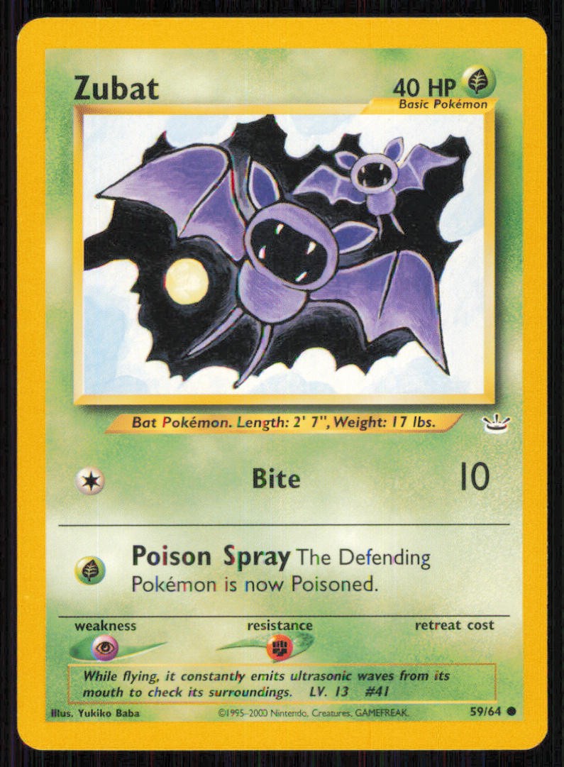 Zubat 59/64 Common Neo Revelation Pokemon Unlimited Lightly Played