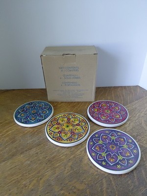 New Old Stock 2014 Avon Mystic Flower Coasters ,Set Of 4