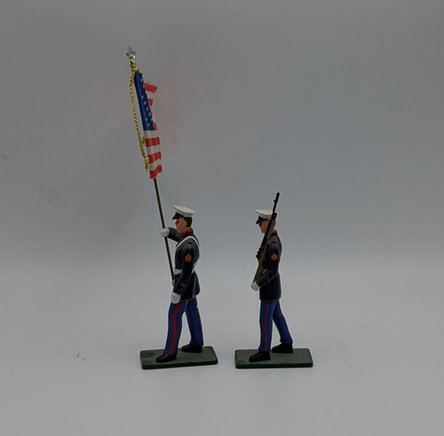 2 Toy Soldiers United States Marine Corps Color Guard Diecast Figures 1/32 - Picture 2 of 4