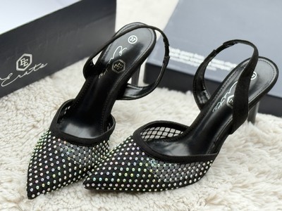 Rhinestone Black Heels For Evening Party