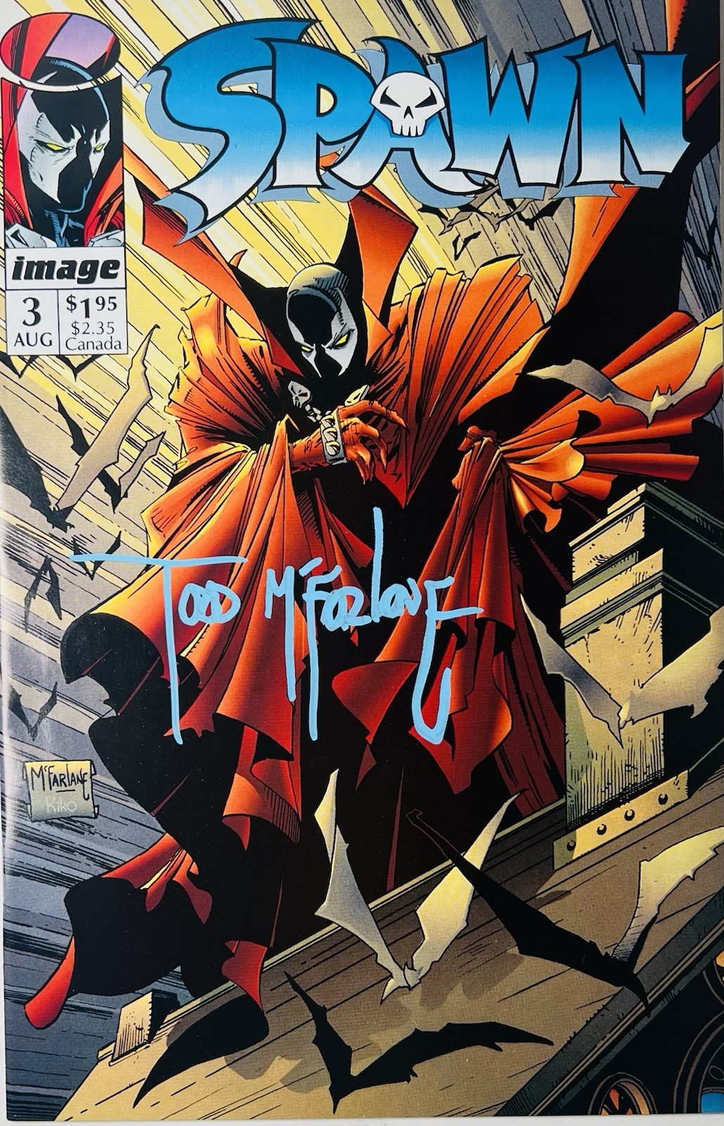 Spawn 3 (1992) Todd McFarlane Signed 1st PRINTING MALIBU COMICS EXT HIGH GRADE