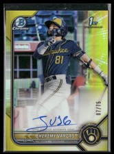 2022 Bowman Chrome #CPA-JVG Jheremy Vargas Autographs Yellow Refractor #/75