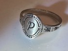 VTG Sterling Silver RAIN & BOW Initial P Letter Sun & Moon Signet Ring Size 7 2g — photo 2