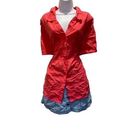 VTG White Stag Red Button Up Blouse Womens Plus Size 3X CottageCore Boho Shirt