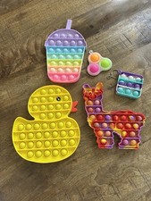 Pop It Fidget Sensory Toys Lot - Duck, Llama, Drink, Keychain
