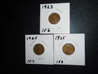 Lincoln Wheat Cent Set 1923 1924 1925 Circulated (# L111)