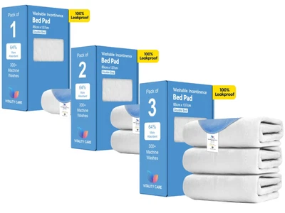 VITALITY CARE Washable Incontinence Pad Bed Protector Sheet Super Absorbent Bed Wetting Adult