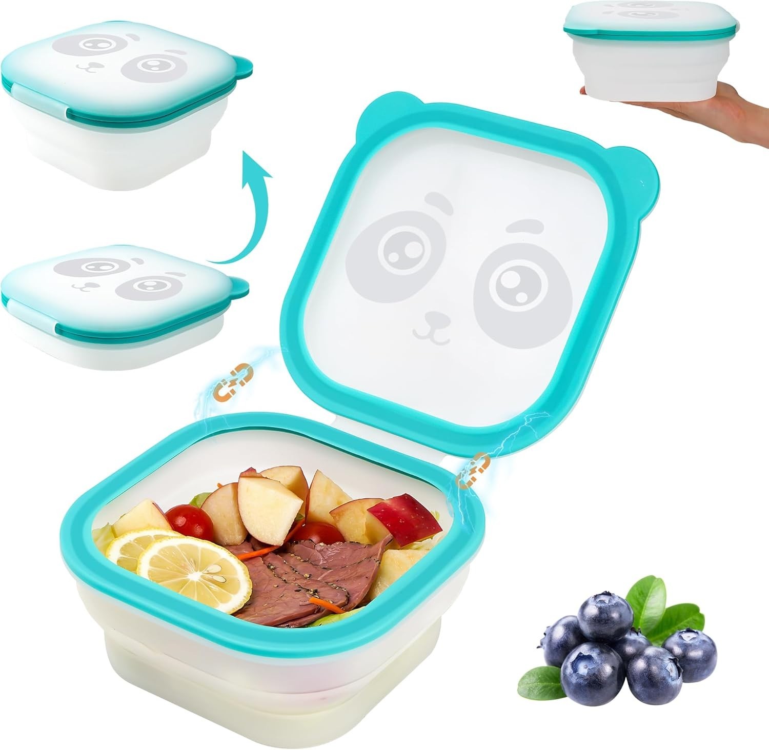 Magnetic Foldable Food Storage Containers Set, Kitchen Stacking Reusable Collaps