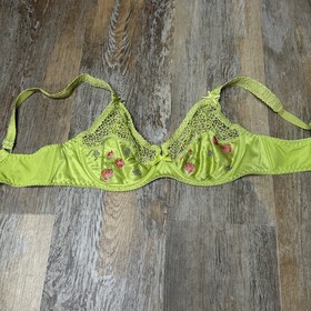 Aubade Paris Bra Lime Green Fruit Embroidered Lace 8513 D Size 32DD