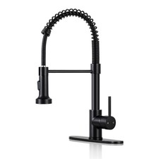 DJS Kitchen Sink Faucet with Pull Down Sprayer Single Handle Matte Black Dual
