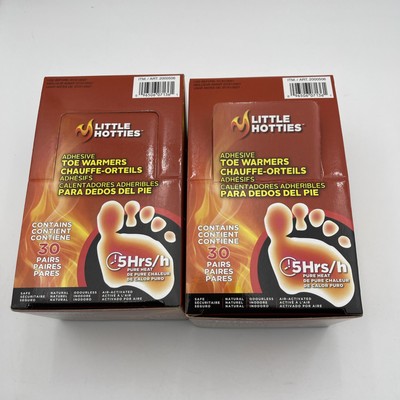 2 LITTLE HOTTIES Adhesive Toe Foot Warmer Pure Heat Air Activated 58 Pairs Total